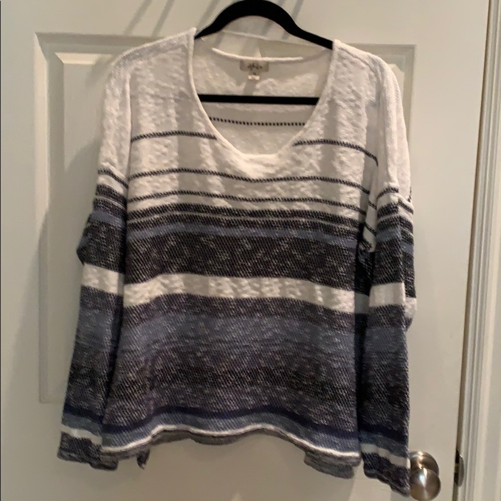 Style & Co sweater Stripes White/blue xxl